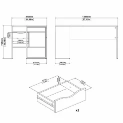 Scrivania Moire, 81x145 h77 cm, Bianco e Grigio<Dmora Clearance