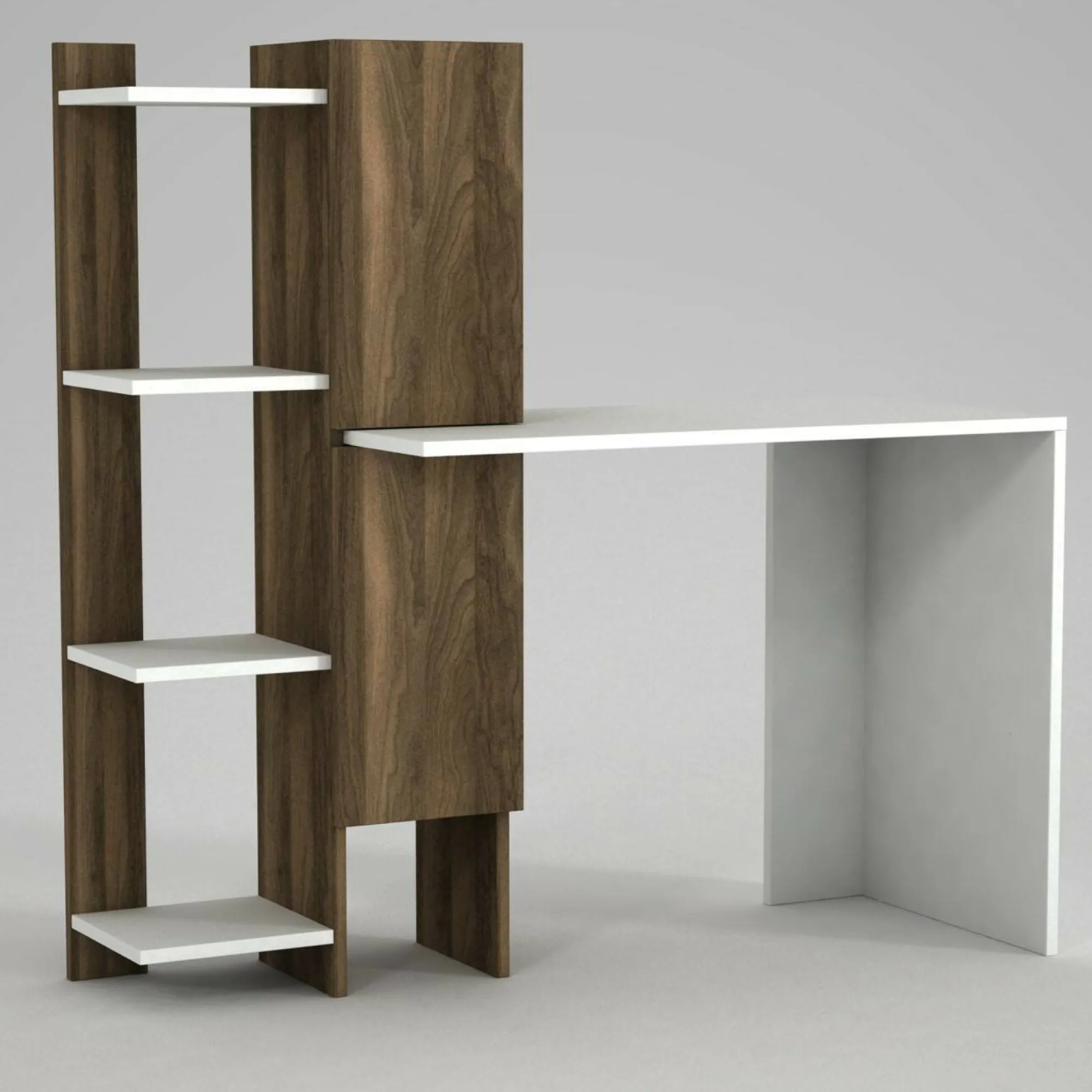 Scrivania Nanmadol, 90x45 h72 cm, Bianco e Noce<Dmora Outlet