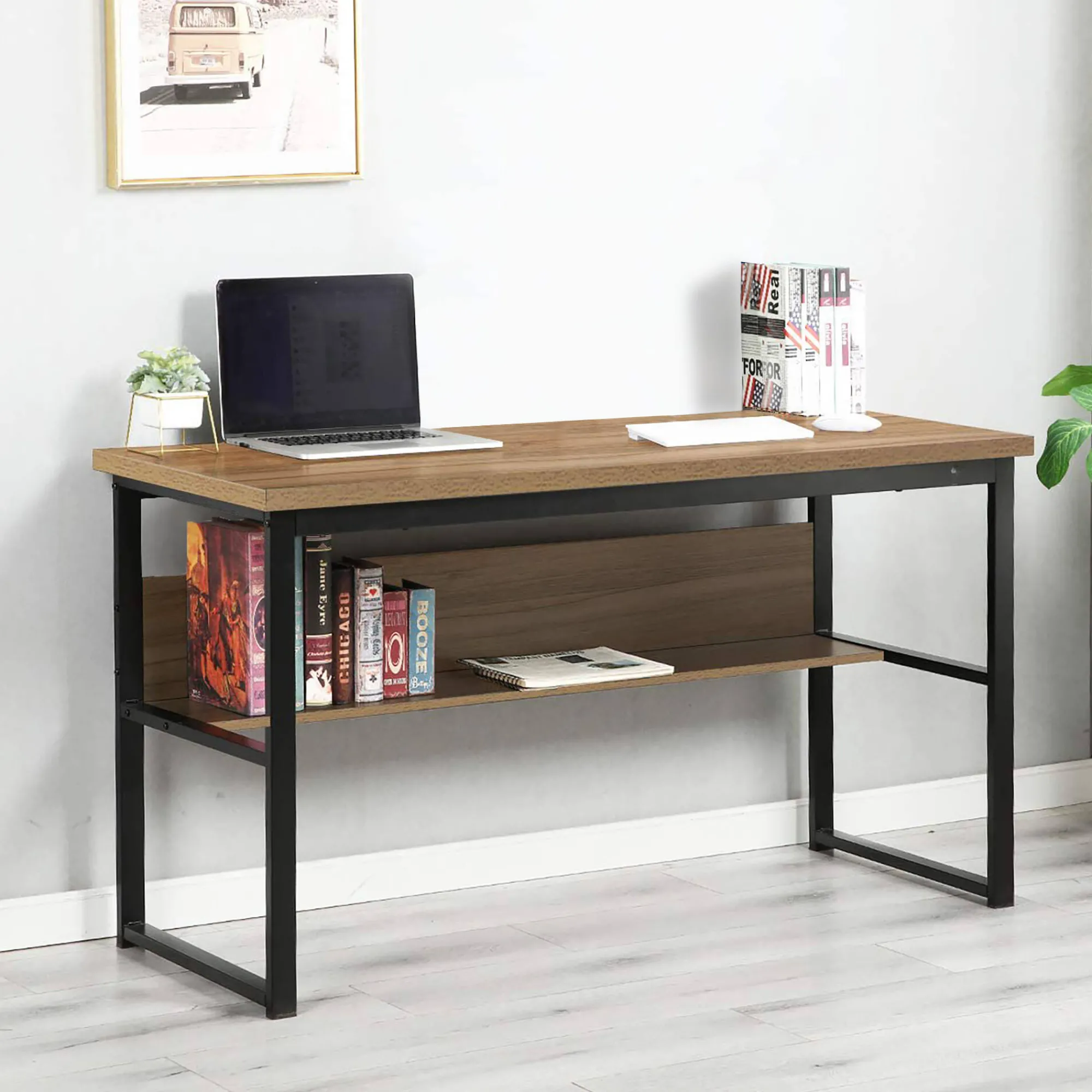 Scrivania Nausicaa, 55x139h74 cm, Nero e Rovere<Dmora Cheap