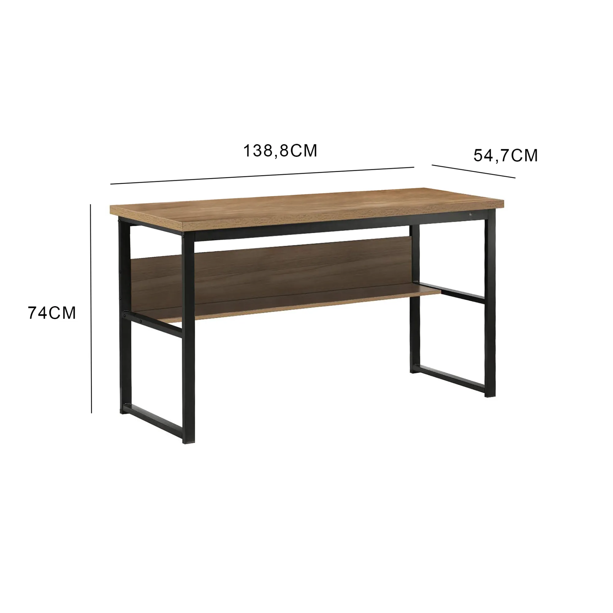 Scrivania Nausicaa, 55x139h74 cm, Nero e Rovere<Dmora Cheap