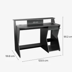 Scrivania Ripoli, 124x60 h90 cm, Grigio scuro e Nero<Dmora New