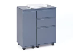 Scrivania/mobile allungabile con cassetti e contenitore in MDF laccato<Dmora Outlet