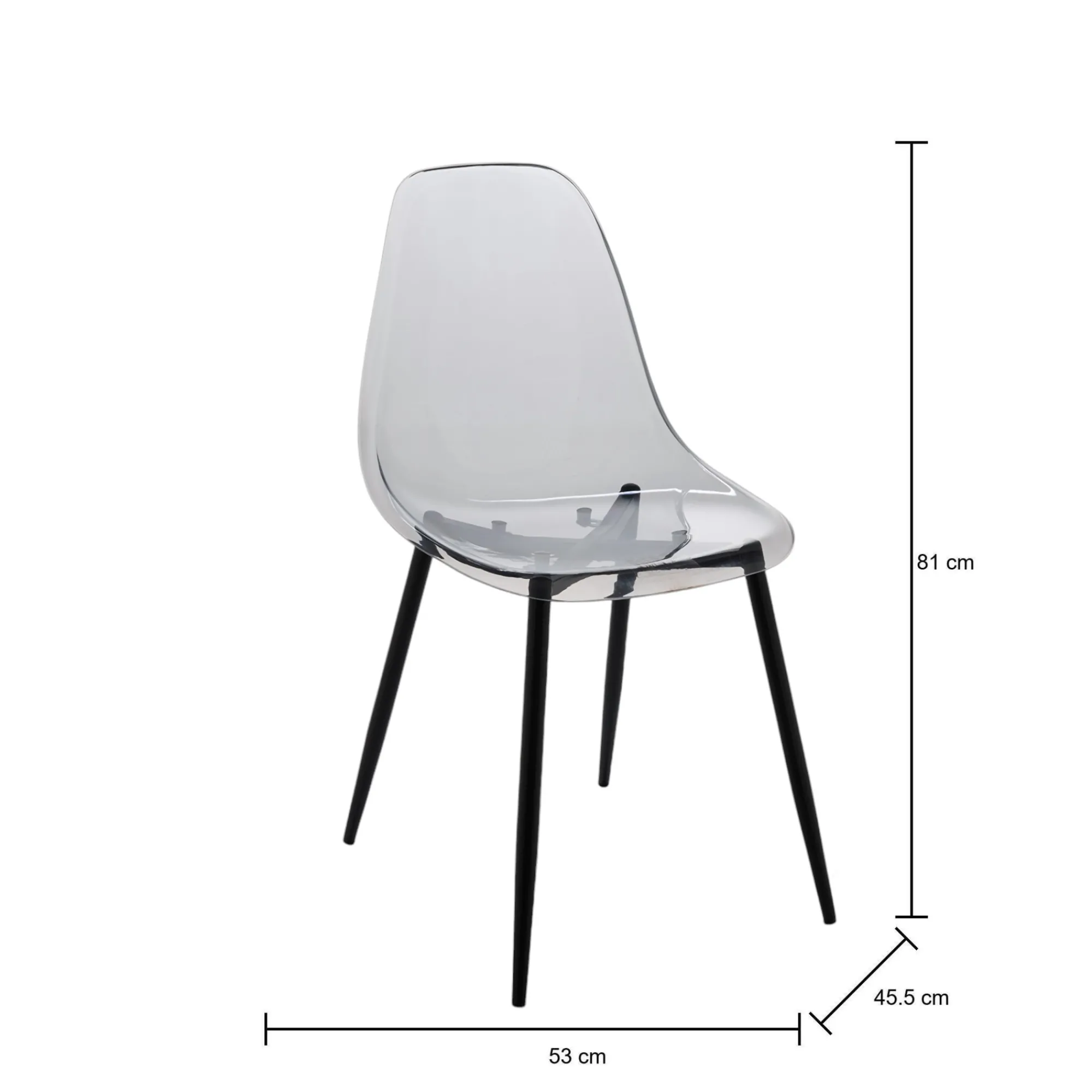 Sedia Amstrong, 53x46h81 cm, Fumé<Dmora Shop