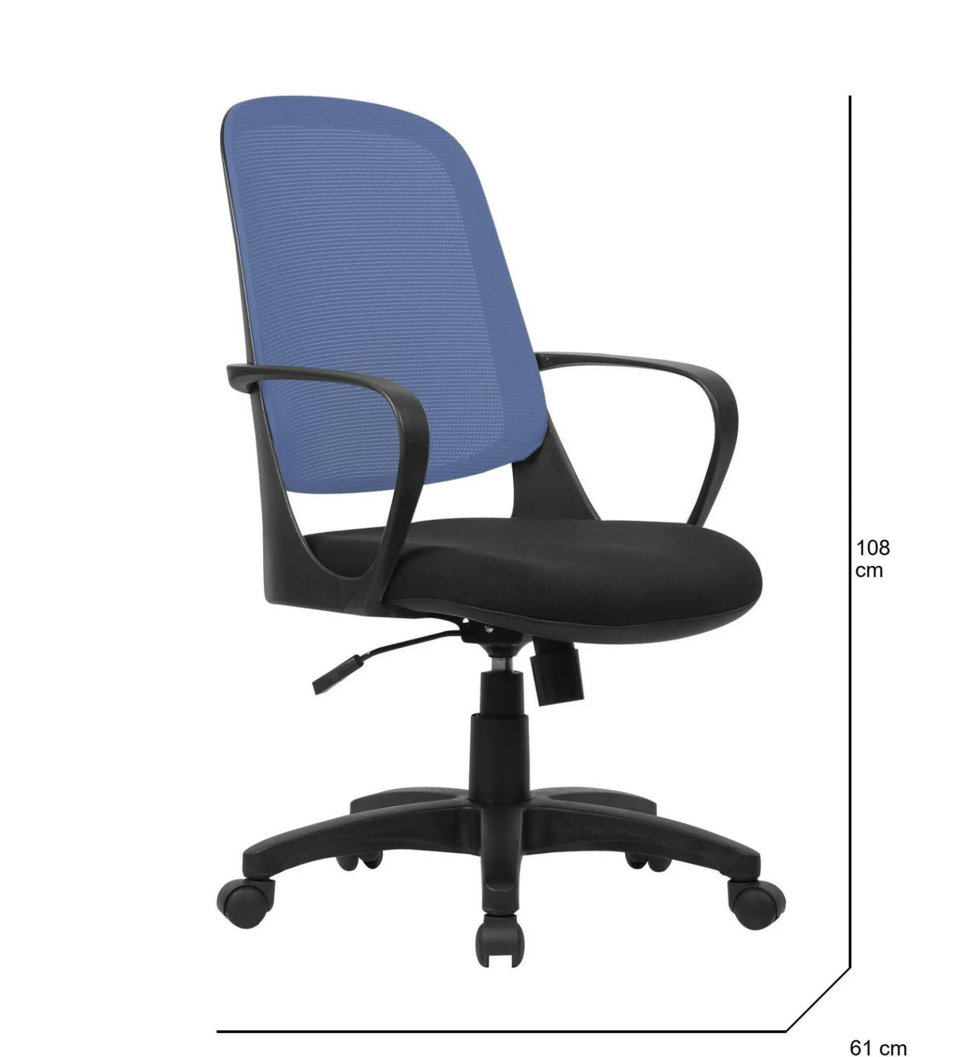 Sedia con ruote Arcola, 61x60h99/108 cm, Nero e Blu<Dmora Clearance