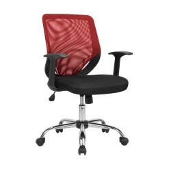 Sedia con ruote Daaro, 60x54h90/98 cm, Nero e Rosso<Dmora Outlet