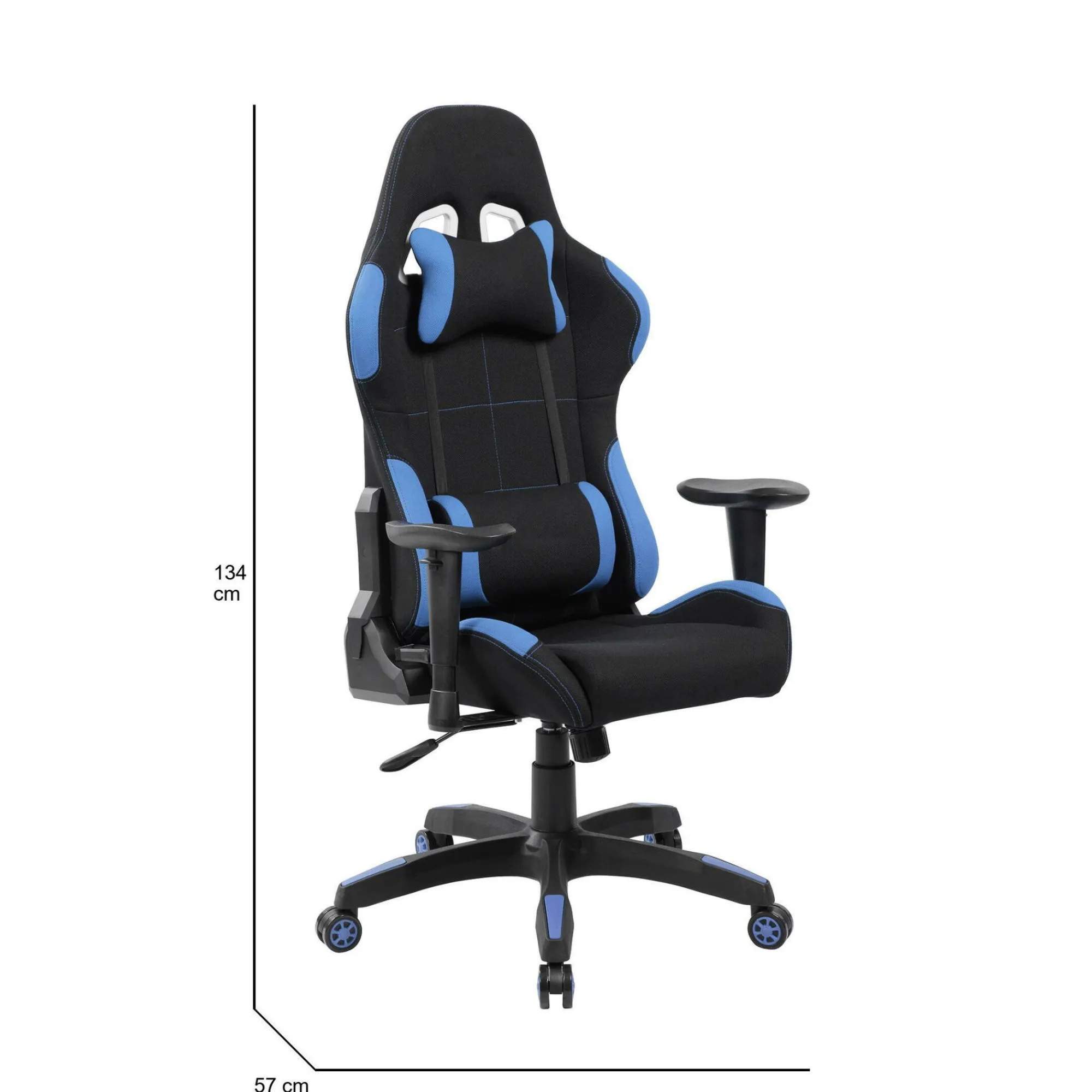 Sedia con ruote Daren, 57x72h124/134 cm, Nero e Blu<Dmora Cheap