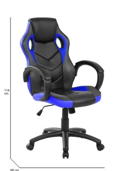 Sedia con ruote Darlanc, 66x61h104/114 cm, Nero e Blu<Dmora Best