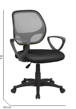 Sedia con ruote Filiberta, 56x57h88/100 cm, Nero e Grigio<Dmora Discount
