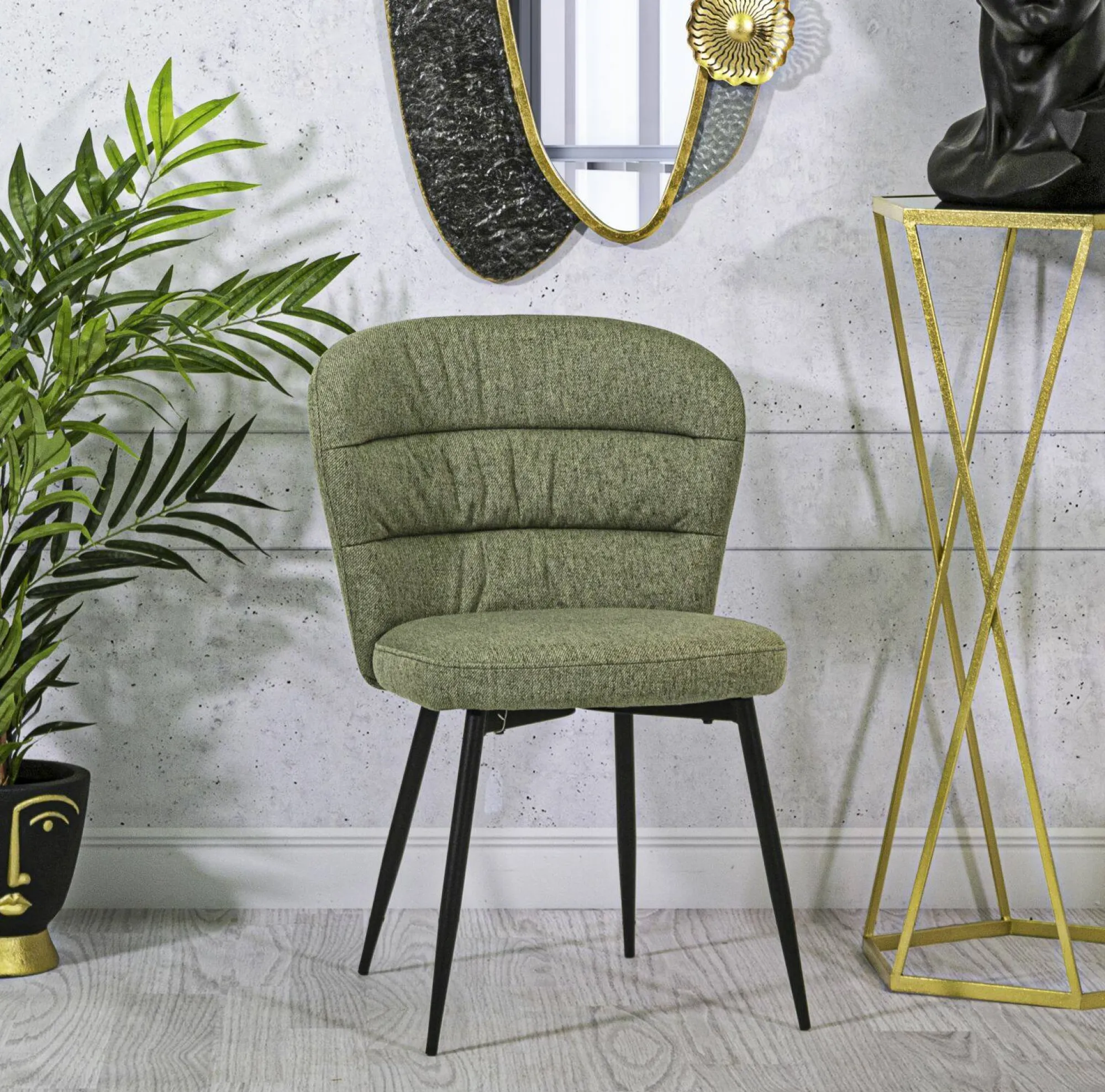 Sedia Leo, 58x61 h85 cm, Nero e Verde<Dmora Sale