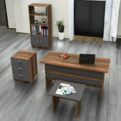 Set da ufficio Dgiampagli, Noce e Antracite<Dmora Online