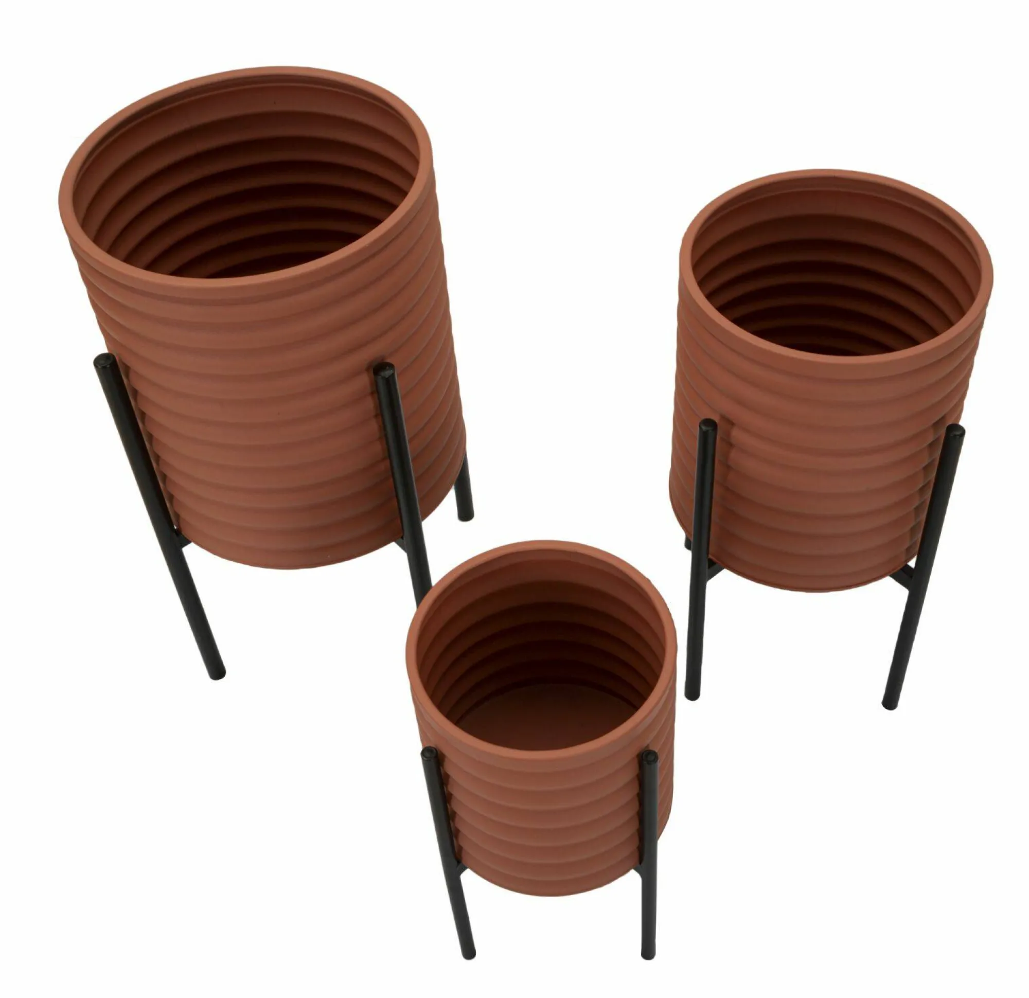 Set di 3 portavasi Cisterna, 36x36 h57 cm, Terracotta e Nero<Dmora Store