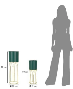 Set di 2 portavasi Parano, 23x23 h70 cm, Verde e Oro<Dmora Flash Sale