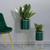 Set di 2 portavasi Rangone, 24x24 h70 cm, Verde e Oro<Dmora Cheap