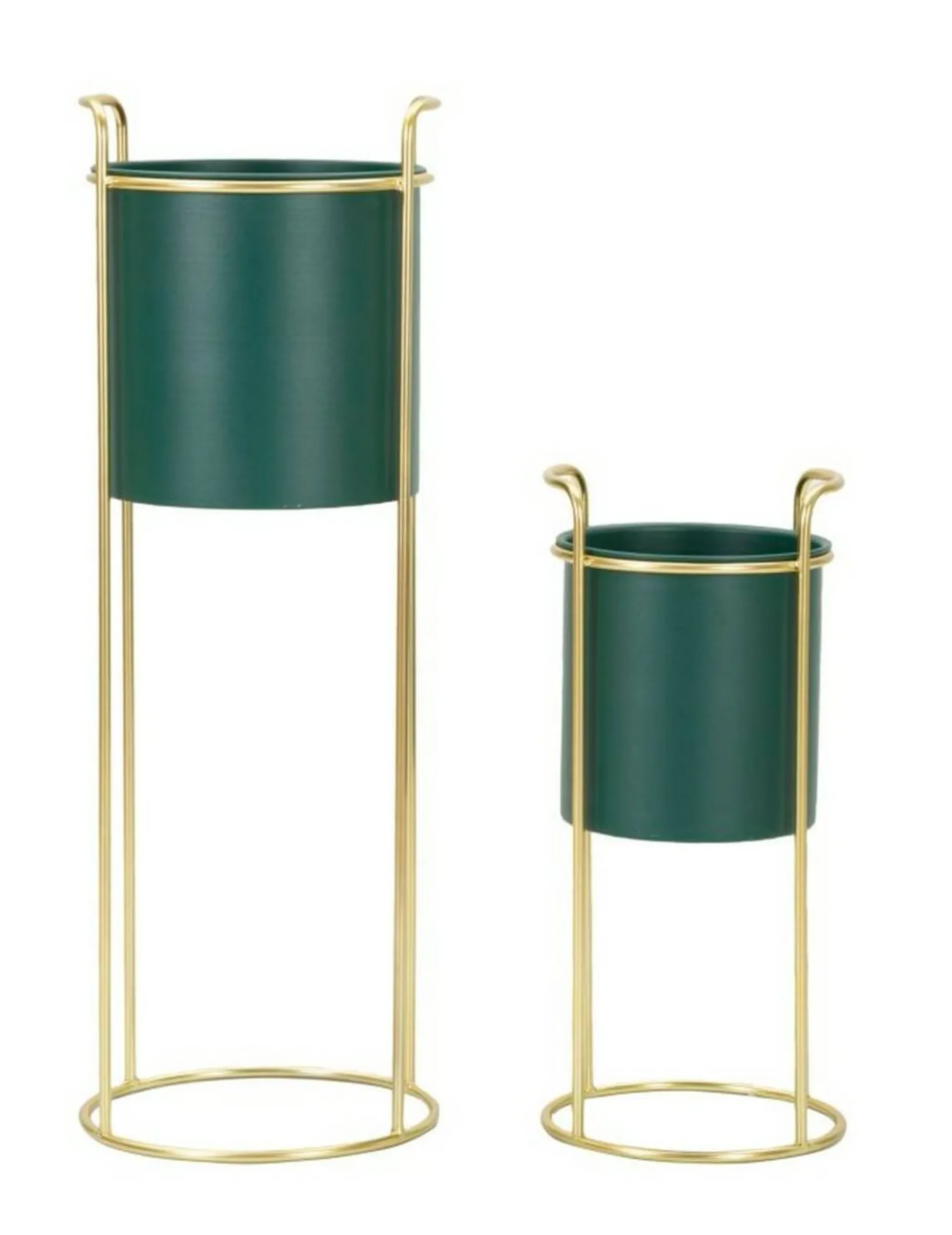 Set di 2 portavasi Rangone, 24x24 h70 cm, Verde e Oro<Dmora Cheap