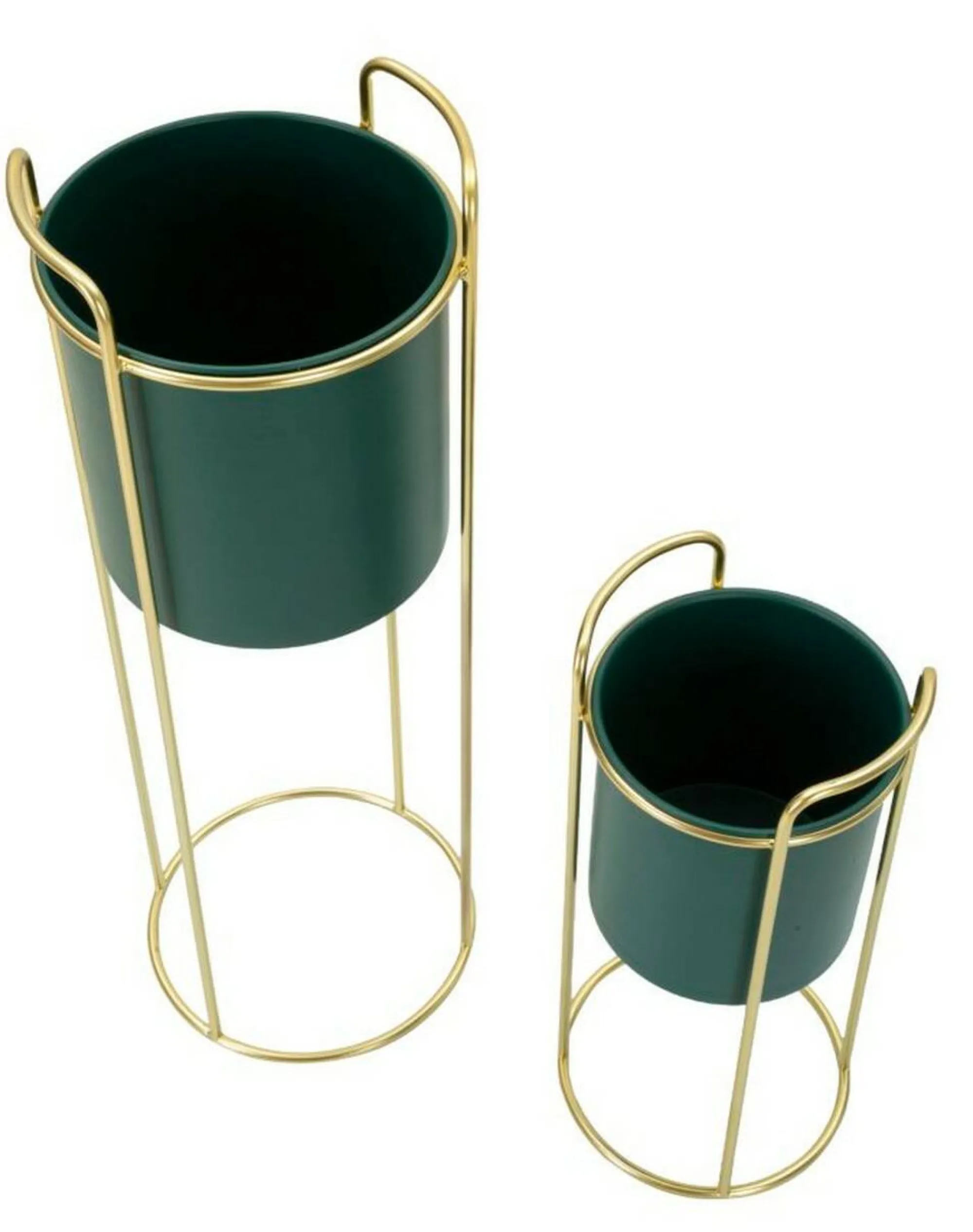 Set di 2 portavasi Rangone, 24x24 h70 cm, Verde e Oro<Dmora Cheap
