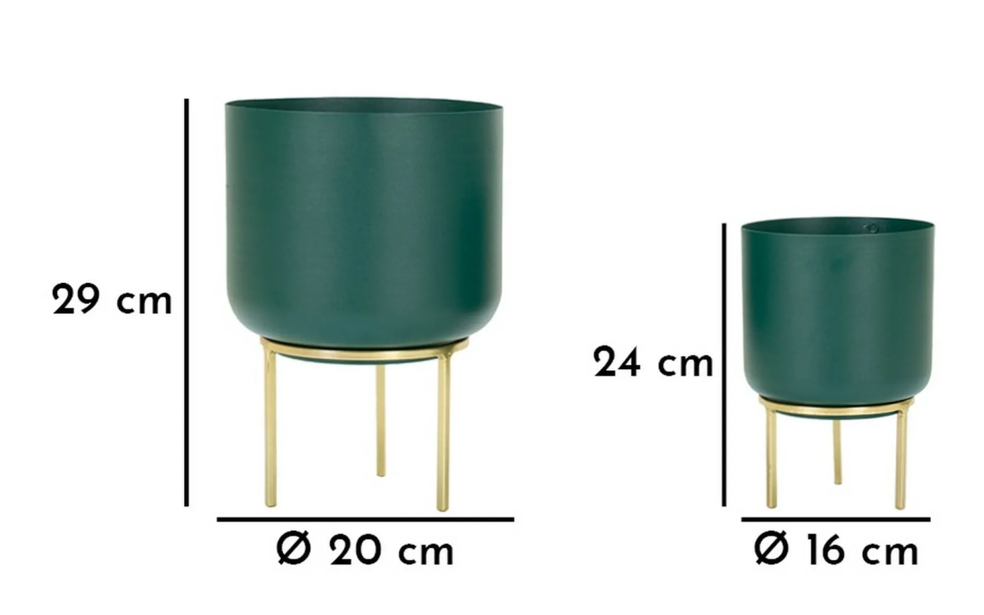 Set di 2 portavasi Subequo, 20x20 h29 cm, Verde e Oro<Dmora Fashion