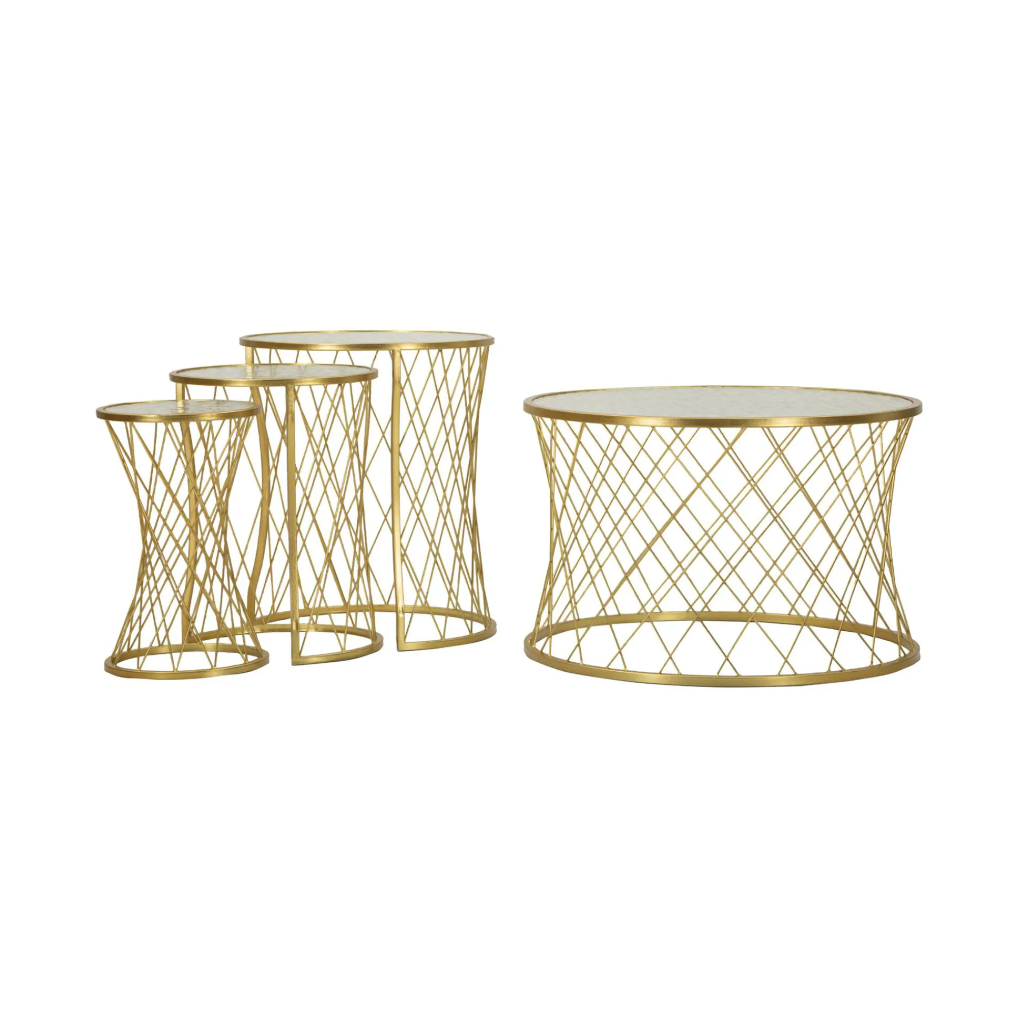 Set di 4 tavolini da salotto Cabiaglio, 70x70 h55 cm,<Dmora Best