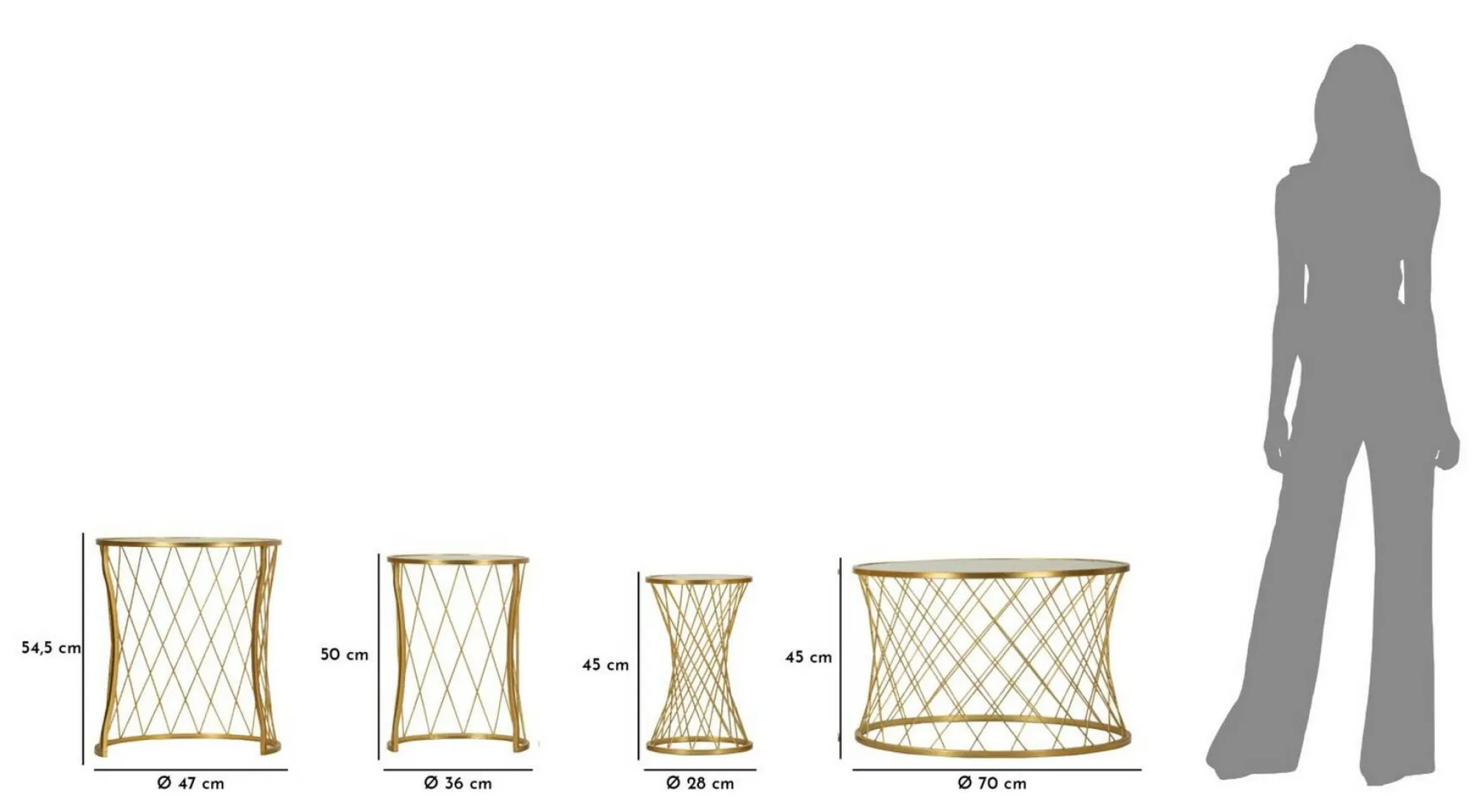 Set di 4 tavolini da salotto Cabiaglio, 70x70 h55 cm,<Dmora Best