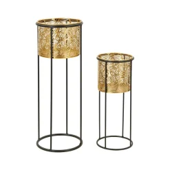 Set di 2 vasi Dore, 17x17 h45 cm, Nero e Oro<Dmora New