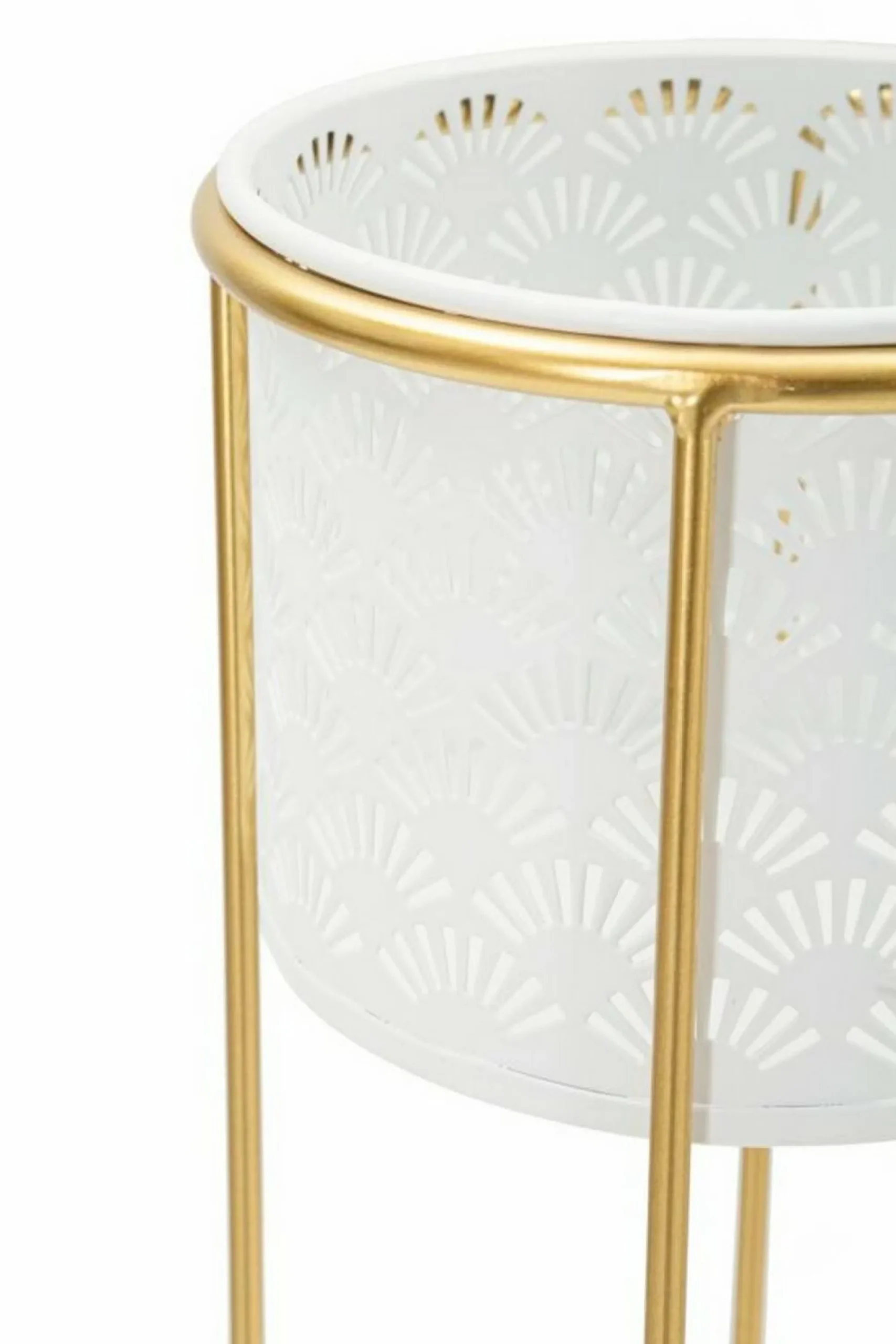 Set di 2 vasi Dore, 17x17 h46 cm, Bianco e Oro<Dmora New