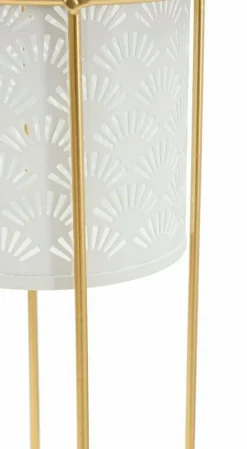 Set di 2 vasi Dore, 17x17 h46 cm, Bianco e Oro<Dmora New