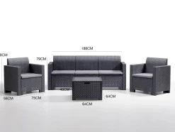 Set salotto da esterno Admiral, 100% Made in Italy,<Dmora Hot