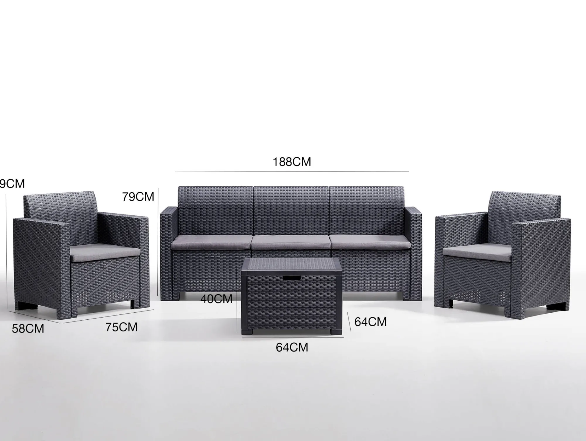 Set salotto da esterno Admiral, 100% Made in Italy,<Dmora Hot