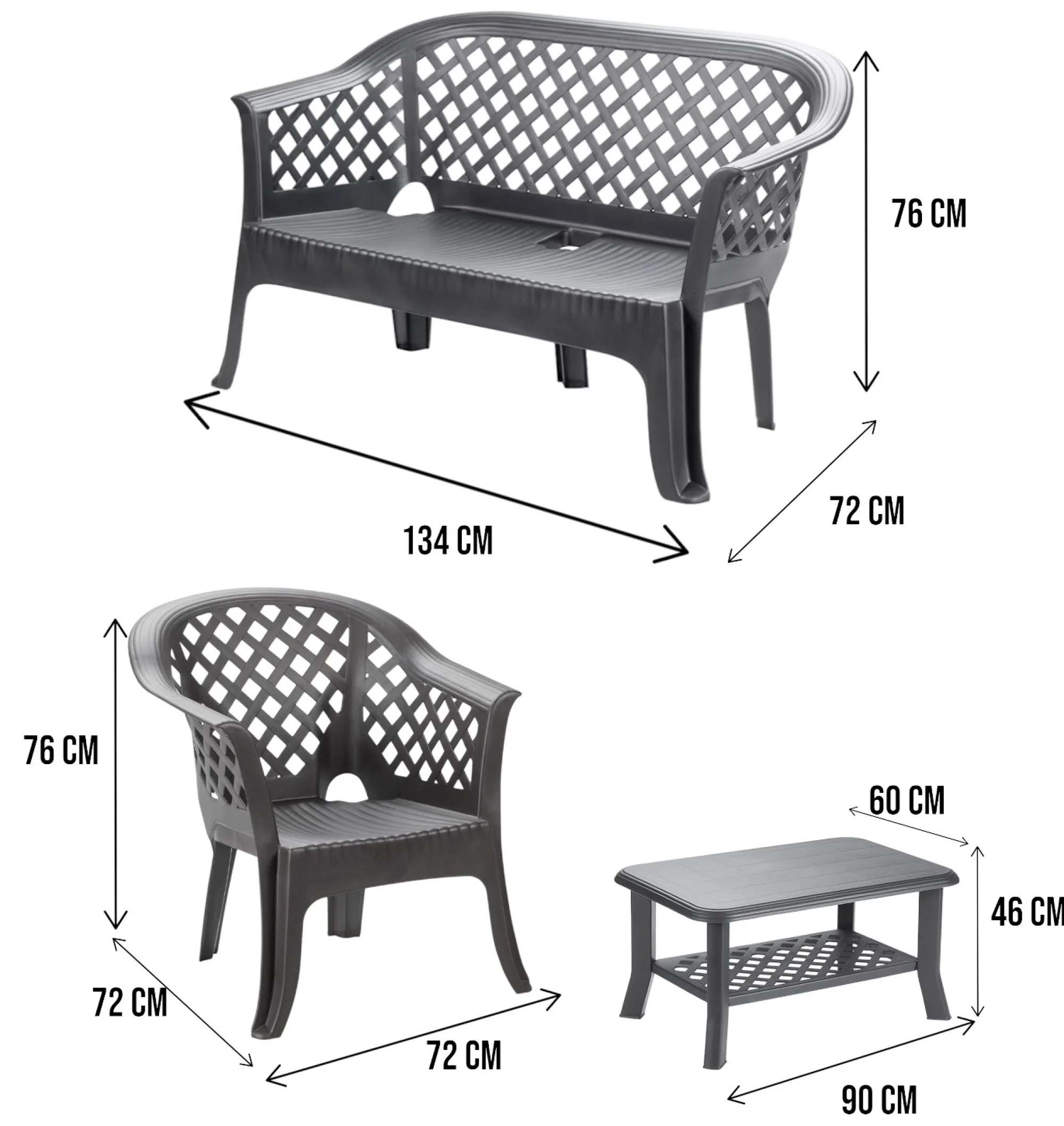 Set salotto da esterno Adone, 100% Made in Italy,<Dmora Hot