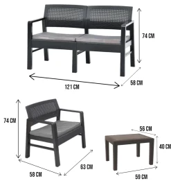 Set salotto da esterno Agnelo, 100% Made in Italy,<Dmora Cheap