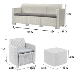 Set salotto da esterno Akay, 100% Made in Italy,<Dmora Shop