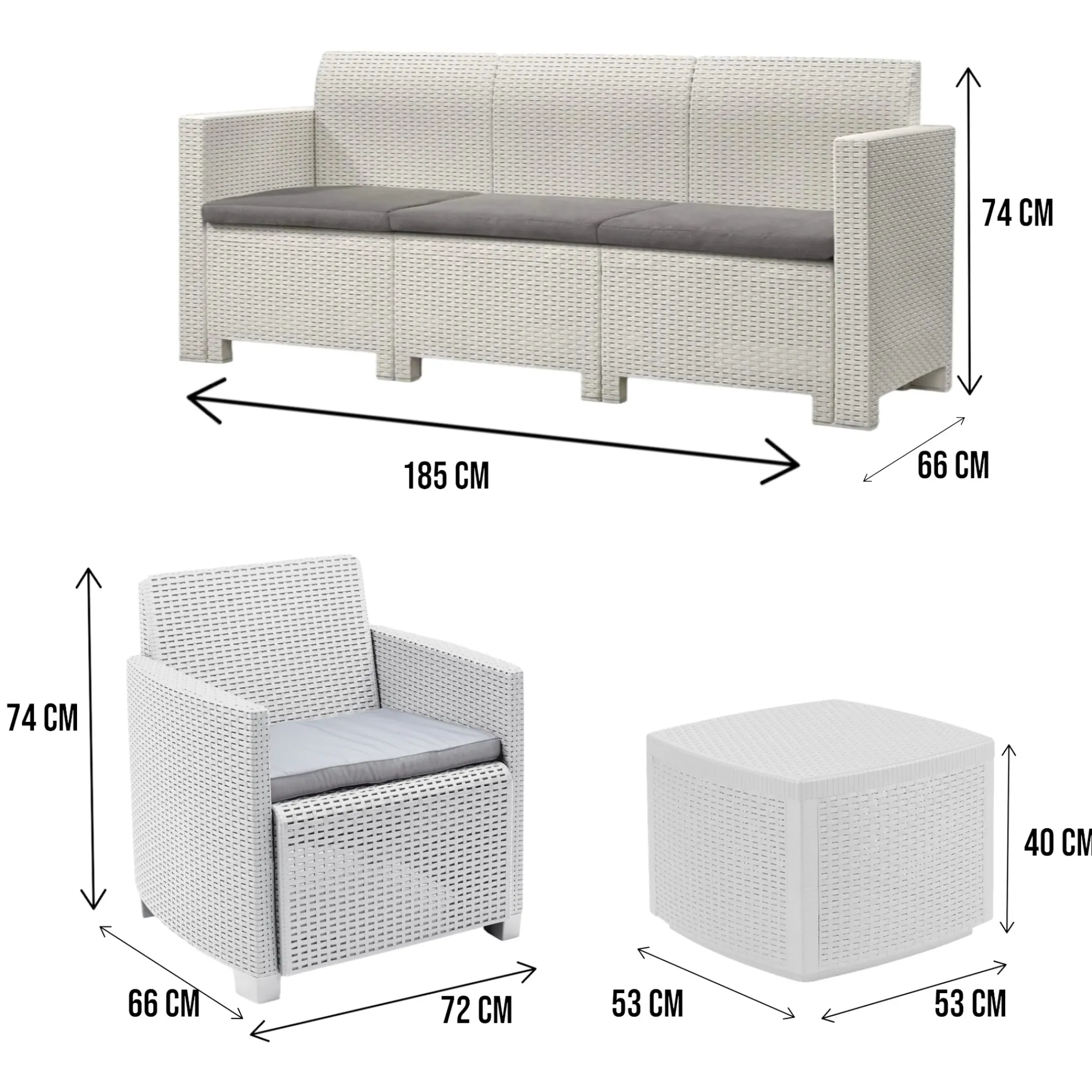 Set salotto da esterno Akay, 100% Made in Italy,<Dmora Shop