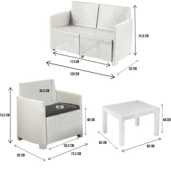 Set salotto da esterno Atrito, 100% Made in Italy,<Dmora Discount