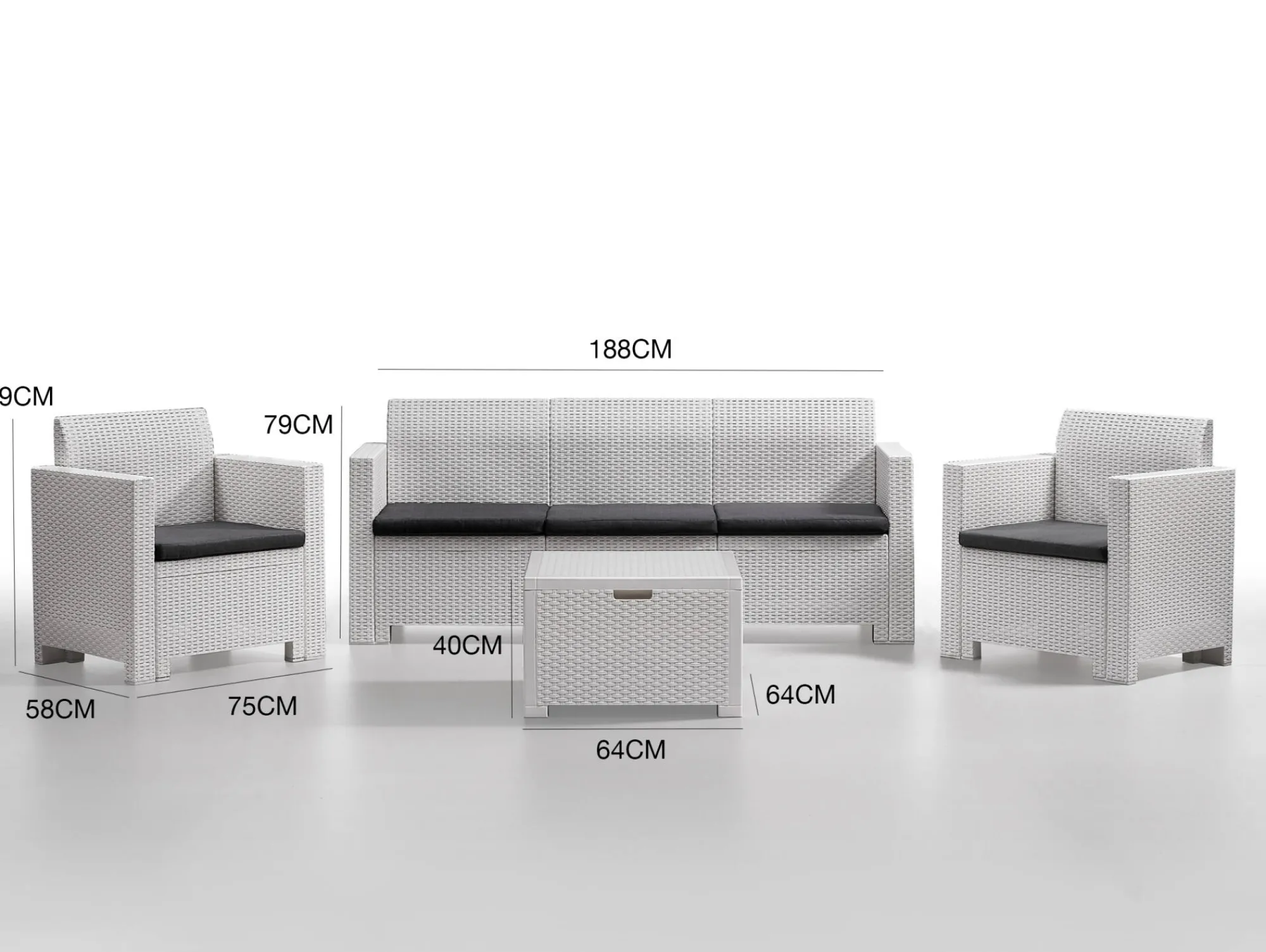 Set salotto da esterno Dmuh, 100% Made in Italy,<Dmora Online