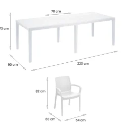 Set tavolo e sedie Arret, 100% Made in Italy,<Dmora Discount