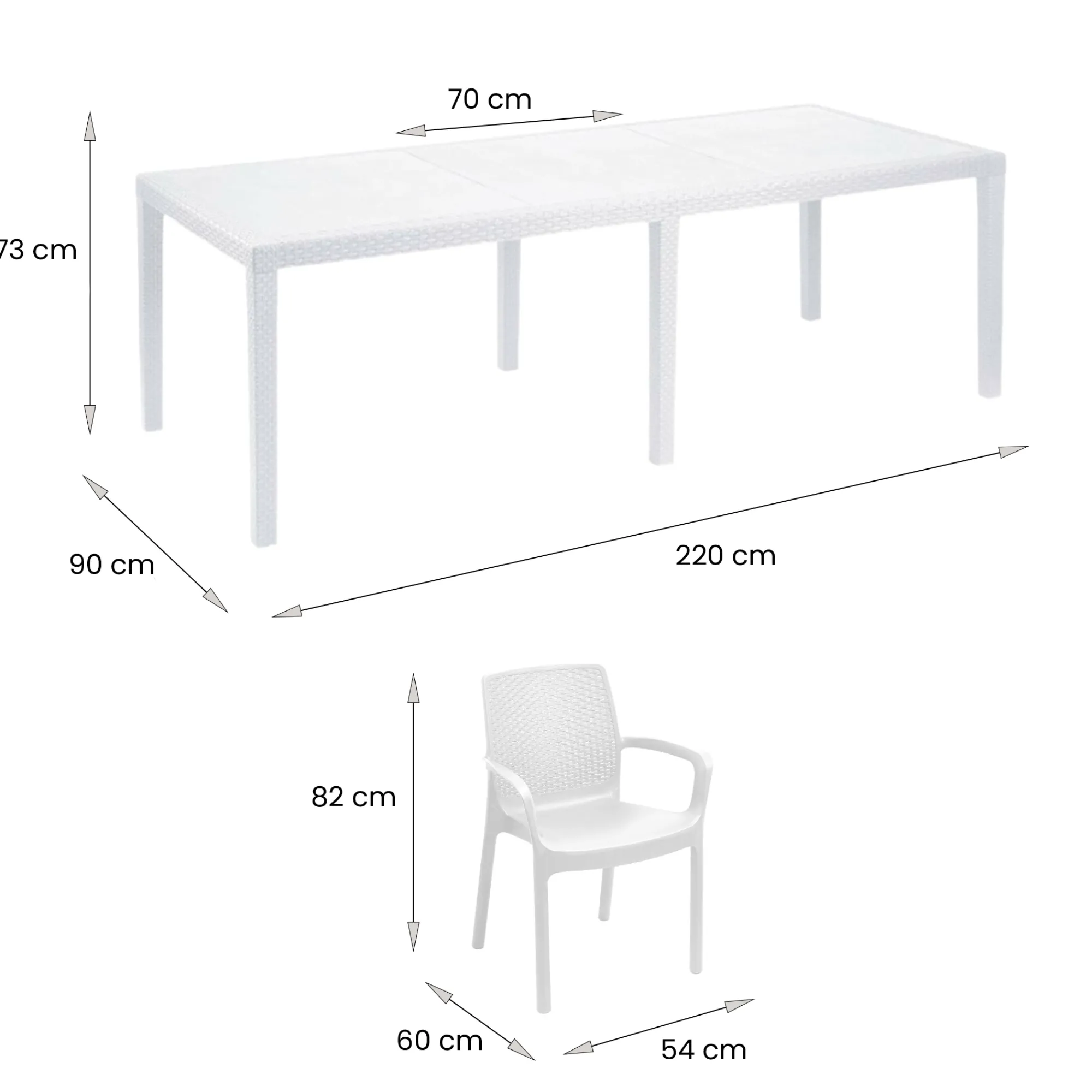 Set tavolo e sedie Arret, 100% Made in Italy,<Dmora Discount