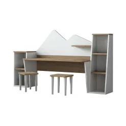 Set tavolo e sedie Dionisia, 180x45h94 cm, Bianco e Noce<Dmora Fashion