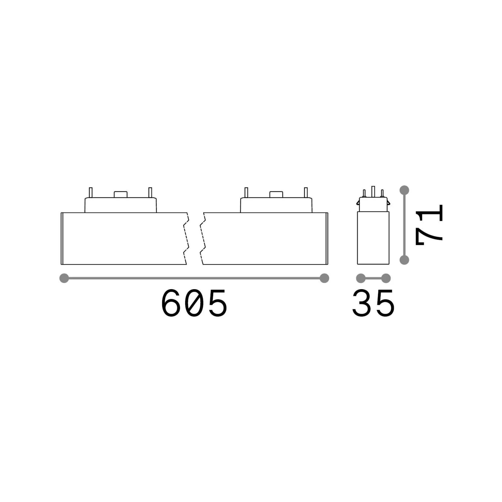 Sistema luce binario ARCA WIDE 25W 4000K BK, 61 x 4 x h7 cm,<Dmora Clearance