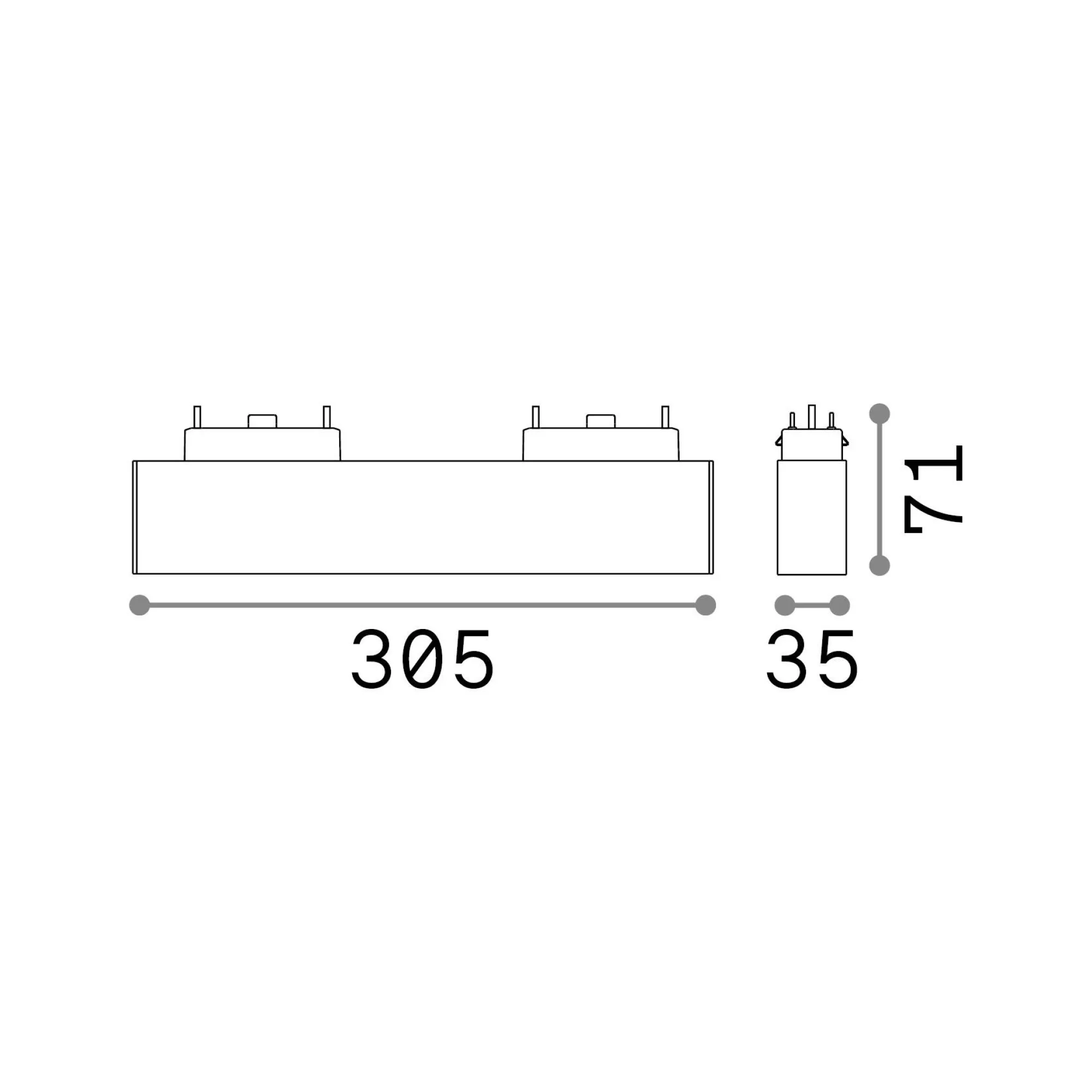 Sistema luce binario ARCA WIDE 13W 4000K BK, 31 x 4 x h7 cm,<Dmora New