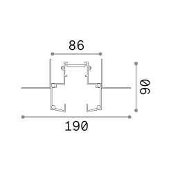Sistema luce binario ARCA PROFILE 1000 mm RECESSED BK, 100 x 9 x h9 cm,<Dmora Fashion