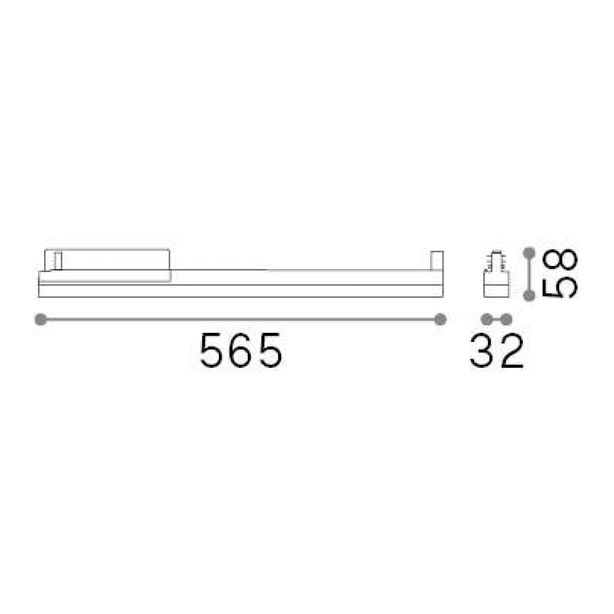 Sistema luce binario DISPLAY WIDE D0565 4000K WH, 57 x 3 x h6 cm,<Dmora Hot