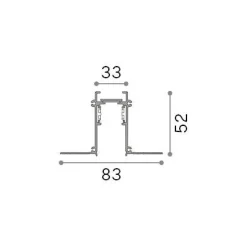 Sistema luce binario EGO PROFILE RECESSED EASY 1000 mm BK, 100 x 8 x h5 cm,<Dmora New