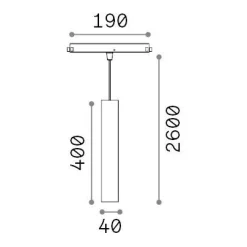 Sistema luce binario EGO PENDANT TUBE 12W 4000K ON-OFF BK, 19 x 4 x h55 cm,<Dmora Store
