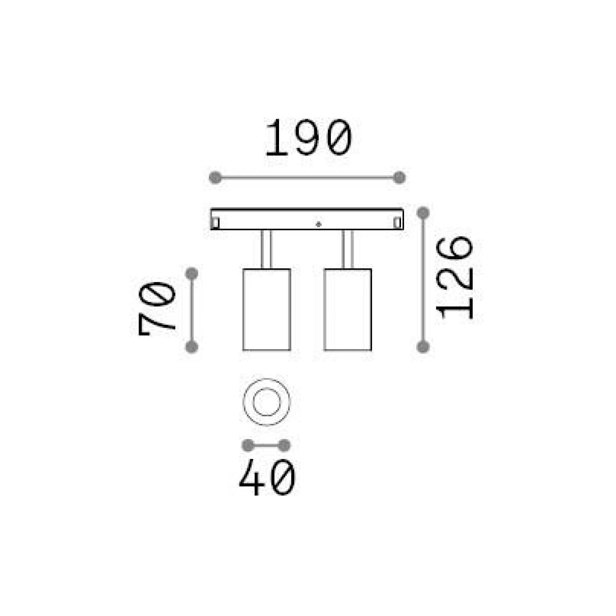 Sistema luce binario EGO TRACK DOUBLE 16W 3000K DALI WH, 19 x 4 x h13 cm,<Dmora Cheap