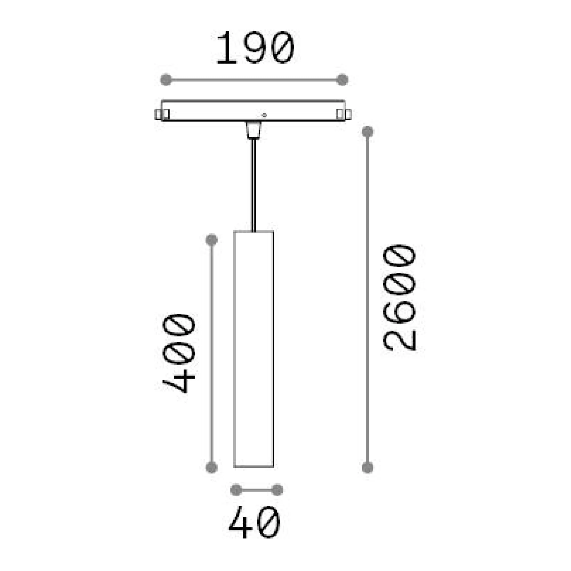 Sistema luce binario EGO PENDANT TUBE 12W 3000K 1-10V GD, 19 x 4 x h55 cm,<Dmora Online