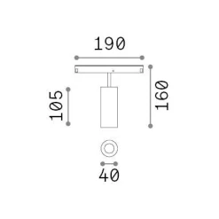 Sistema luce binario EGO TRACK SINGLE 12W 3000K DALI BK, 19 x 4 x h16 cm,<Dmora Cheap