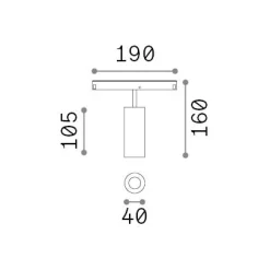 Sistema luce binario EGO TRACK SINGLE 12W 3000K 1-10V WH, 19 x 4 x h16 cm,<Dmora Sale