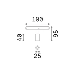 Sistema luce binario EGO TRACK SINGLE 03W 3000K ON-OFF BK, 19 x 3 x h10 cm,<Dmora Shop