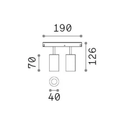 Sistema luce binario EGO TRACK DOUBLE 16W 4000K ON-OFF BK, 19 x 4 x h13 cm,<Dmora Outlet