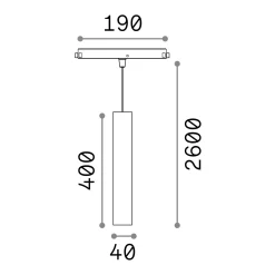 Sistema luce binario EGO PENDANT TUBE 12W 3000K ON-OFF BK, 19 x 4 x h55 cm,<Dmora New