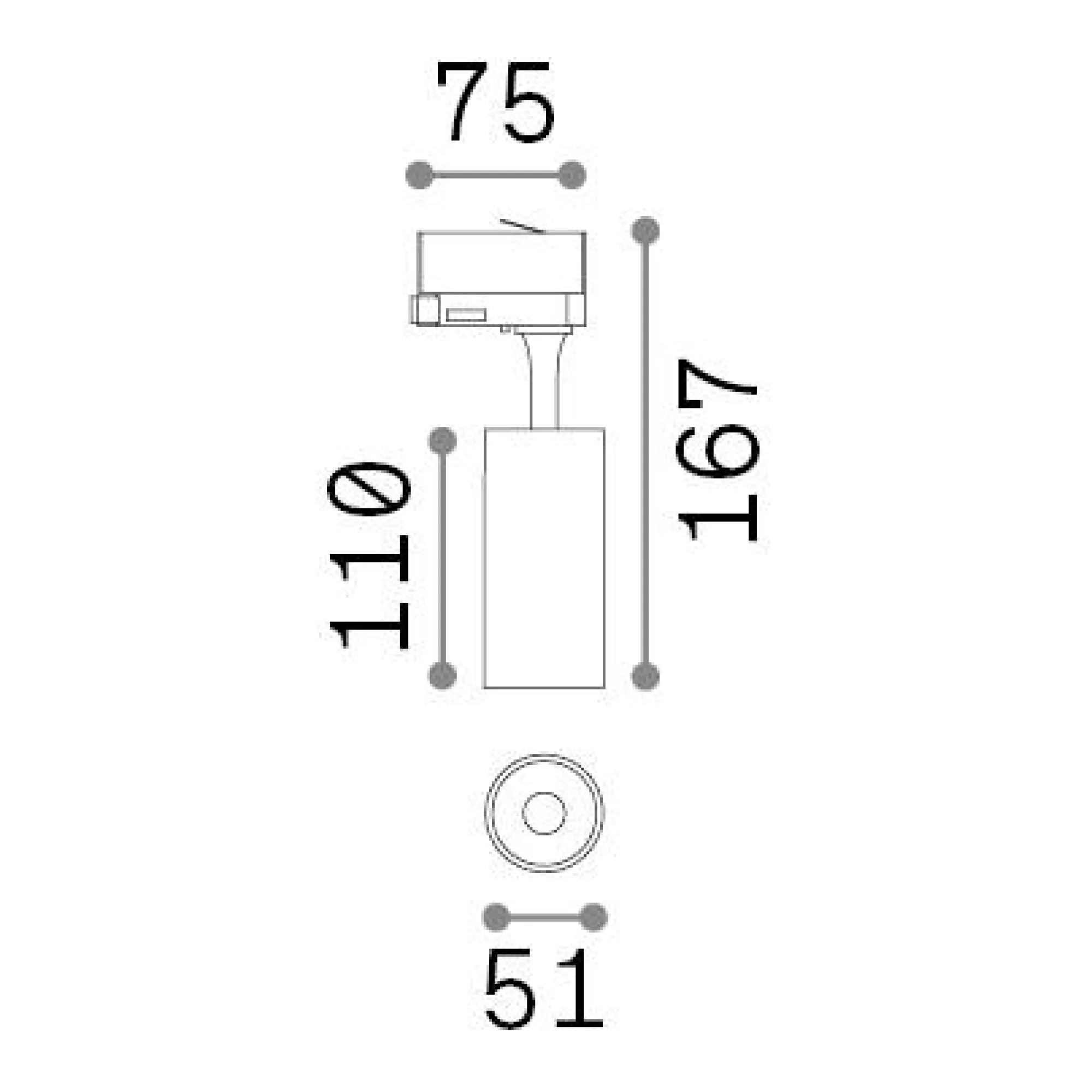 Sistema luce binario FOX 08W CRI90 3000K ON-OFF WH, 8 x 5 x h17 cm,<Dmora Outlet